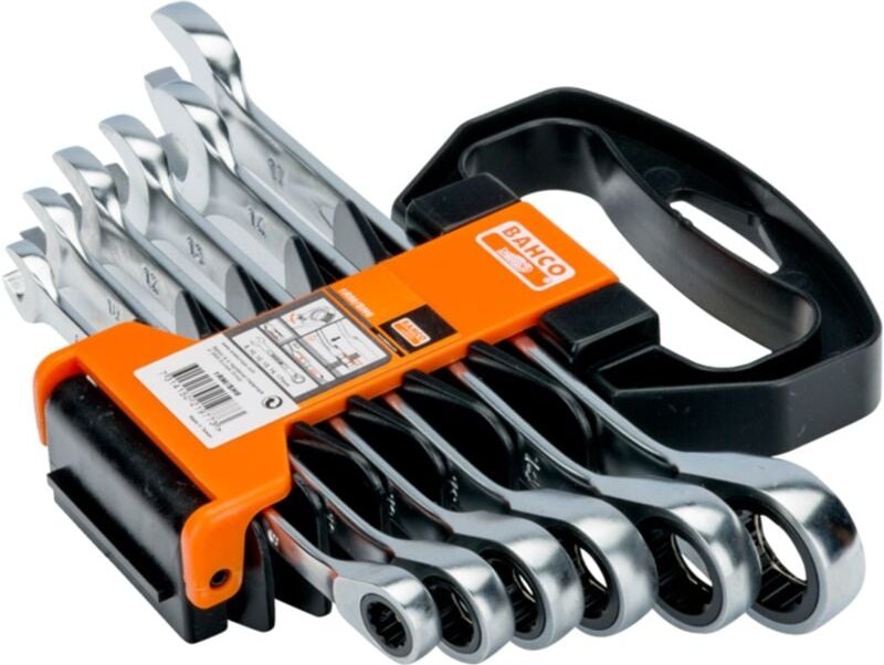 Bahco - Metrischer Knarren-Ring-Maulschlüssel-Satz - 6-tlg./Kunststoffhalter