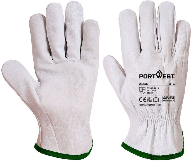 Fahrerhandschuhe aus Schafleder, Grau, Größe 9