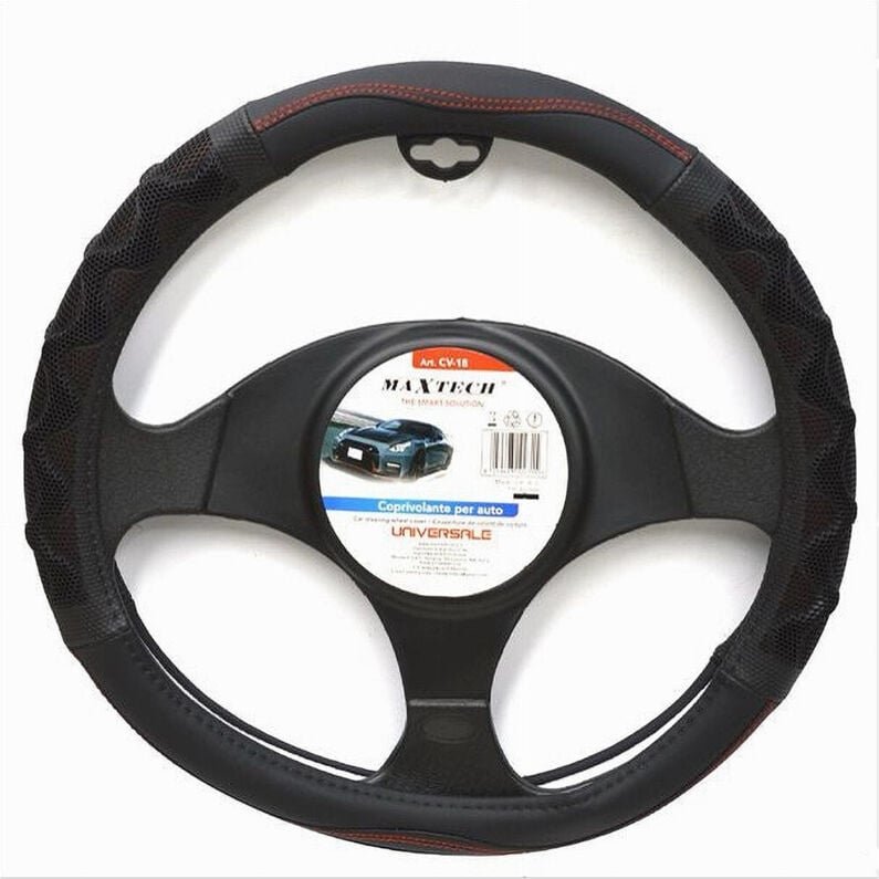 Thumbnail - Trade Shop Traesio - Trade Shop - universal auto lenkradbezug 38CM schwarz rot mit relief CV-18 -
