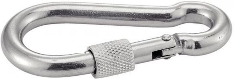 Karabiner mit Sicherheitsverschluss - Edelstahl A4 10x100 mm - Packung zu 5