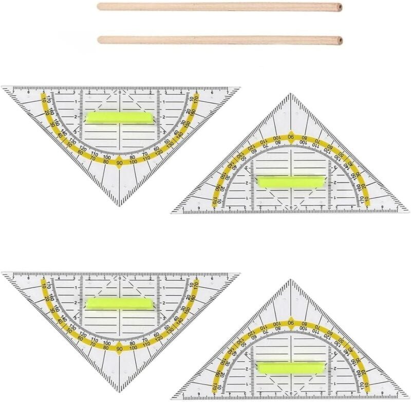 Bluedeer - 4 Stück Geodreieck Grundschule Geodreieck Mit Griff Flexibel Bruchsicher Und Transparent Geodreieck Aus Kunst...