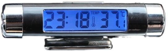 Auto-LCD-Digitaluhr, Temperatur, Zeit, mit blauem Schwarzlicht für Auto, Fahrrad, Motorrad, lkw, 86 x 20 mm