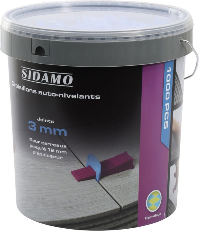 Eimer Mit 1000 Selbstnivellierenden Kreuzsprossen Fugen 3 Mm H: 3 A 12 Mm Sidamo - 11255304