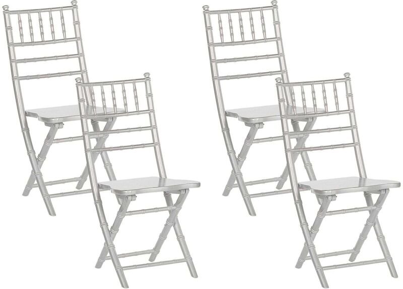 Beliani - Esszimmerstuhl 4er Set Silber Buchenholz Sperrholz Klappbar Modern