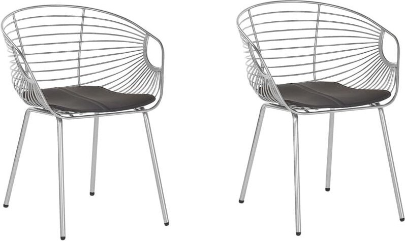 Esszimmerstuhl 2er Set HOBACK Metall Silber