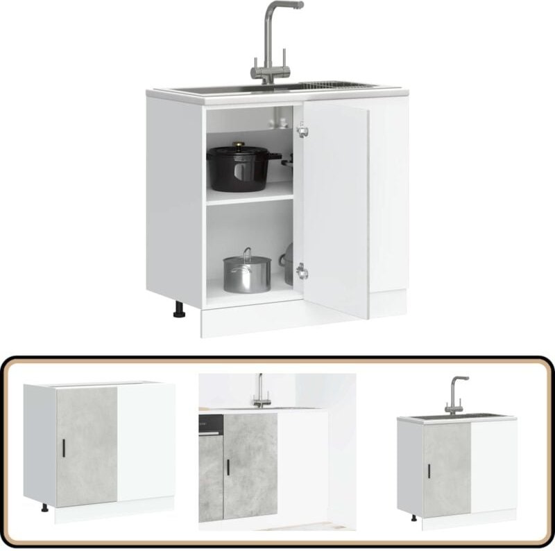 Spülenunterschrank Betongrau Holzwerkstoff - Vidaxl