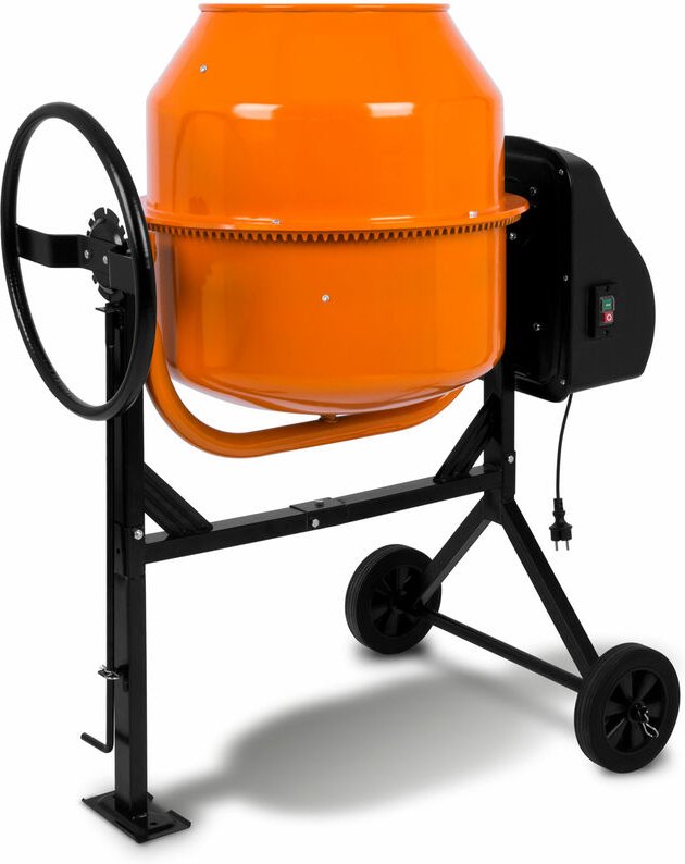 EBERTH Betonmischer Mischmaschine Elektrisch mit 140L Trommelvolumen, 550W Motor, 230V, Stahl-Gestell mit Transporträder...