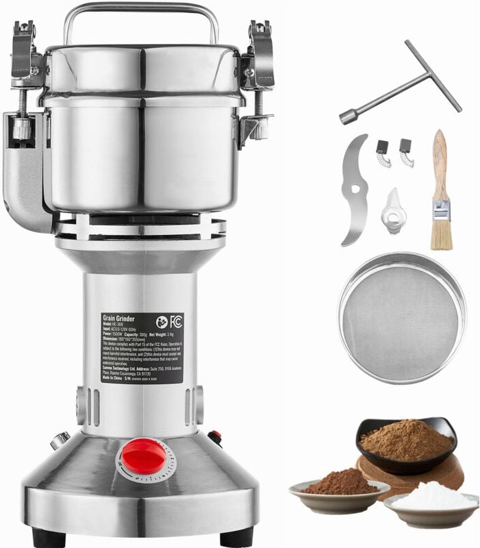 300g elektrische Getreidemühle, 1500 w, hohe Geschwindigkeit, Edelstahl, für trockene Körner, Gewürze, Müsli, Kaffee, Ma...