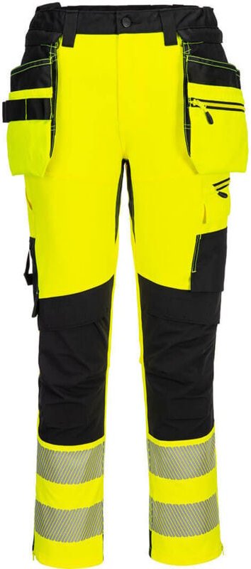 DX4 Hochsichtbare Arbeitshose mit abnehmbaren Taschen, Gelb/Schwarz, XS - DE(36) - UK(28)