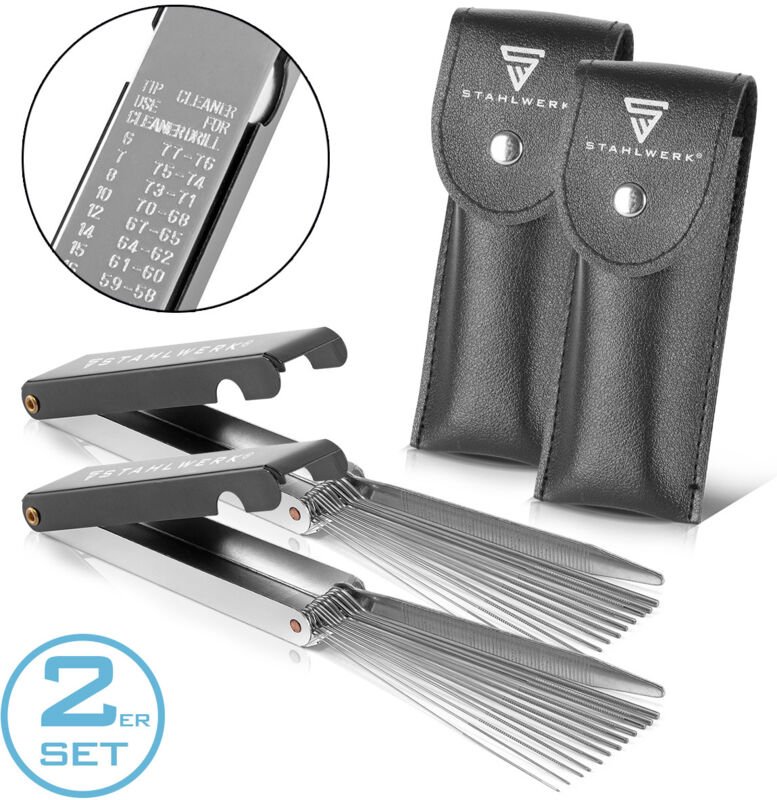 STAHLWERK Schweißdüsenreiniger Edelstahl-Feilen 13 in 1 praktischen Etui 2er Set