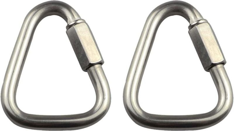2er-Pack dreieckiger Karabiner aus Edelstahl mit Schnellverschluss für Camping, Wandern, Reisen, Angeln, Rucksackreisen ...