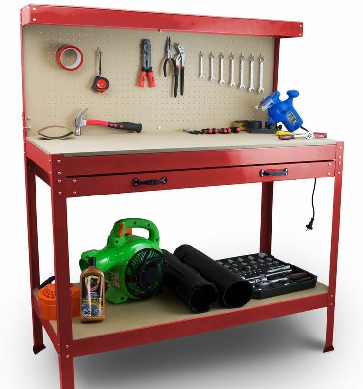Thumbnail - Bituxx - Werktisch Werkbank Arbeitstisch Arbeitsplatte Lochwand Schublade Werkstatt Kompakte Werkbank mit 115 x 55 x 140...