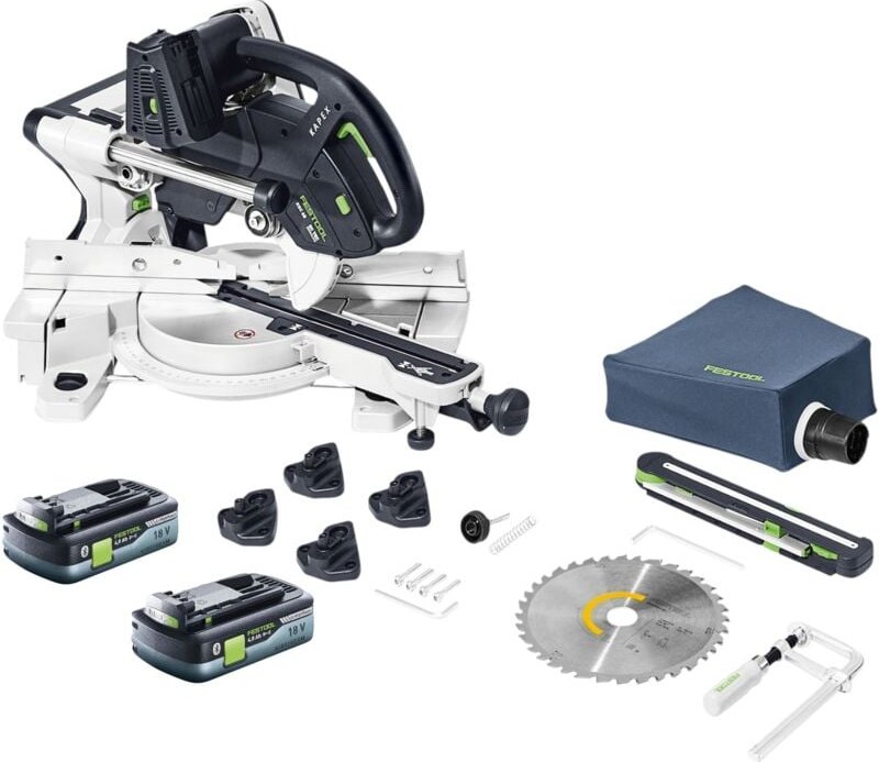 Kapex ksc 60 EB-Basic Akku Kapp Zugsäge 18 v / 36 v 216 mm Brushless + 2x Akku 4,0 Ah - ohne Ladegerät - Festool