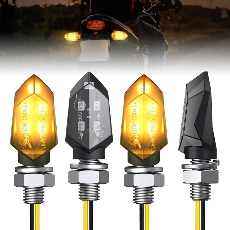 Motorrad LED Blinker, 4er Set Mini Motorrad Blinker 12V, Universal Wasserdicht IP65 Blinker für Motorrad, Roller, Quad, ...