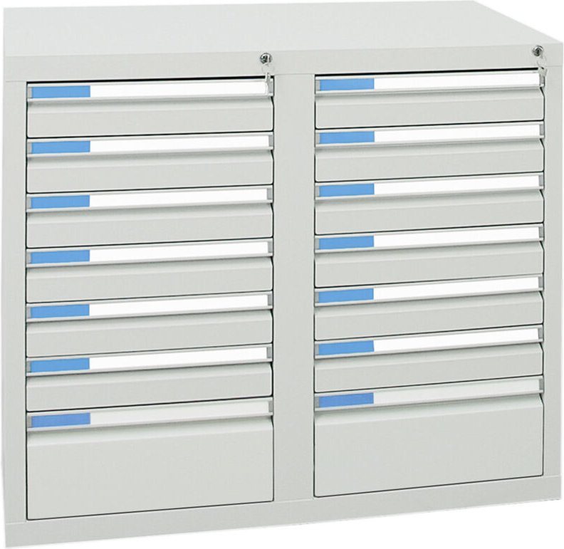 Stumpf - Schubladenschrank Serie esta, 14 Schubladen lichtgrau (12x100, 2x200mm)