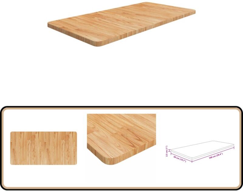 Waschtischplatte Hellbraun 100x50x2,5 cm Massivholz Behandelt - Waschtischplatte - Eichenholzarbeitsplatte - Badarbeitsp...