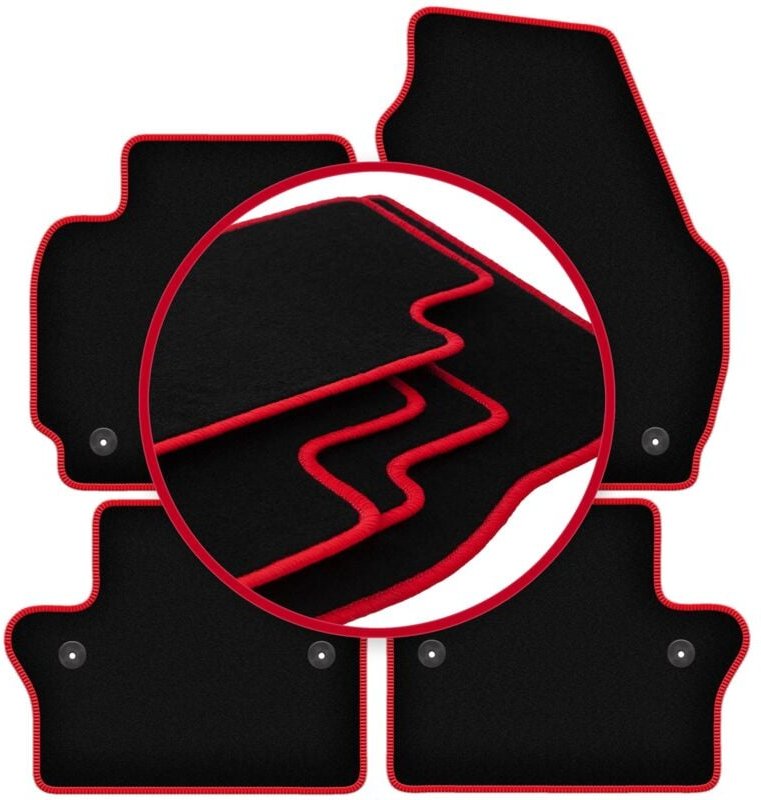 CARLUX-RED Auto-Fußmatten für: Volvo XC70 III Kombi (2007-2016)