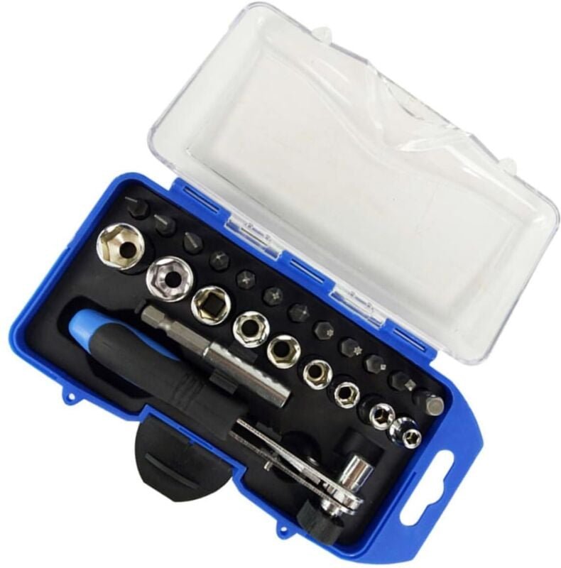 23-teiliges Ratschenschraubendreher-Set für Notfallreparaturen, Kfz-Mechaniker-Werkzeuge mit ergonomischem Griff