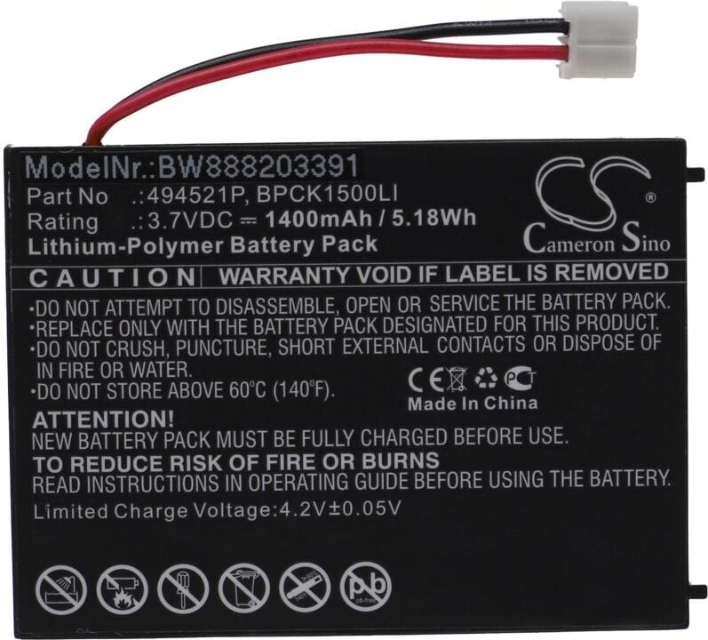 Vhbw - 1x Akku kompatibel mit Audioline Watch & Care V130, V131, V132, V120, V150 Babyphone Sensormatte (1400 mAh, 3,7 v...