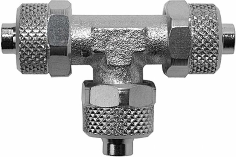 Riegler - T-Verbinder »value line«, für Schlauch 10/8, Messing vernickelt