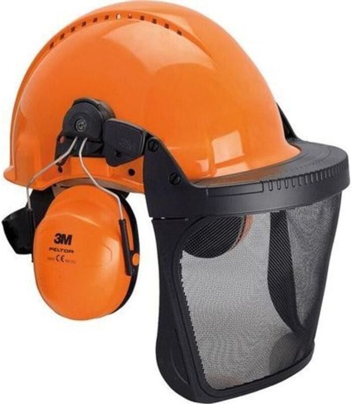 3M Waldarbeiterhelm orange mit Visier G3000M 3MO315C