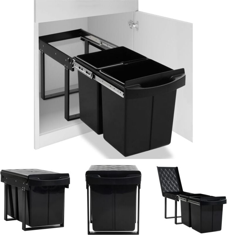 The Living Store - Abfallsammler Soft-Close 48 l - Mülltonnen & Abfalleimer - Schwarz