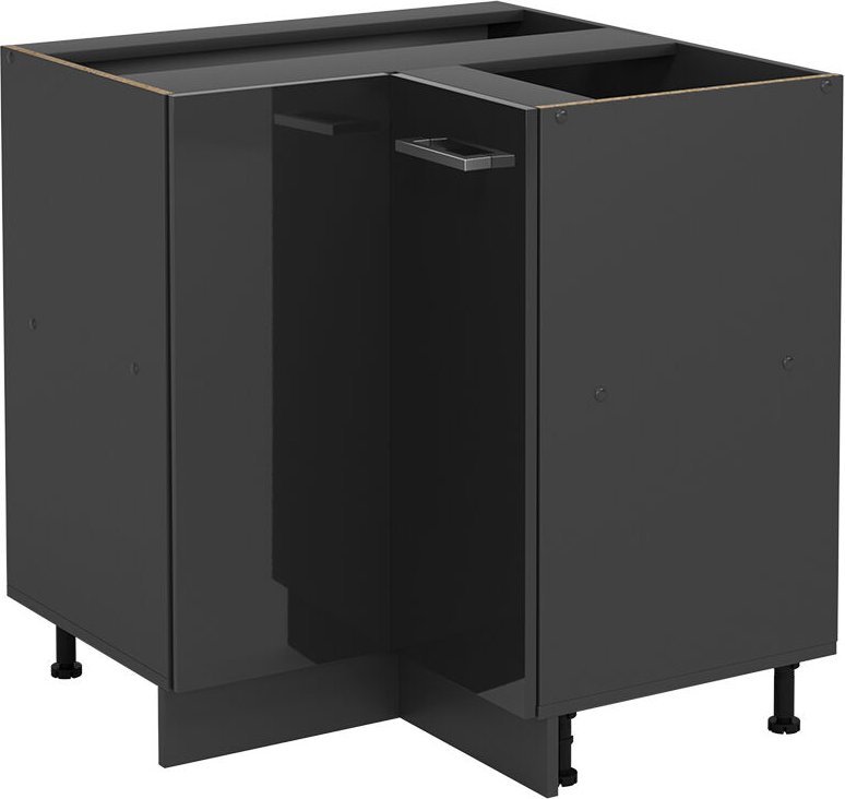 Vicco - Eckunterschrank R-Line, Anthrazit Hochglanz, 75.6 cm ohne Arbeitsplatte