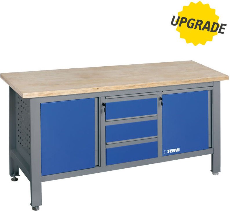 Werkbank mit Holzplatte und 1690 mm Kommode Fervi b009/b2