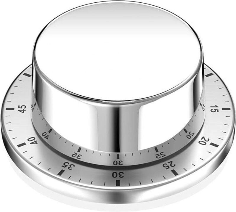 Mechanischer Küchentimer, magnetisch adsorbierbarer Timer, wasserdichter, wiederverwendbarer Timer aus Edelstahl, 60-Min...