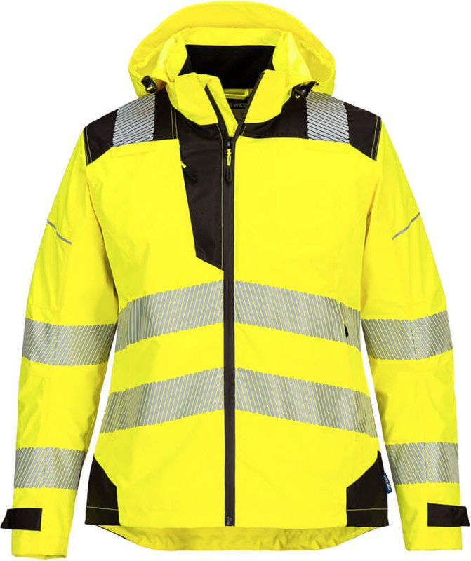 Damen-Regenjacke hohe Sichtbarkeit PW3 Gelb/Schwarz L