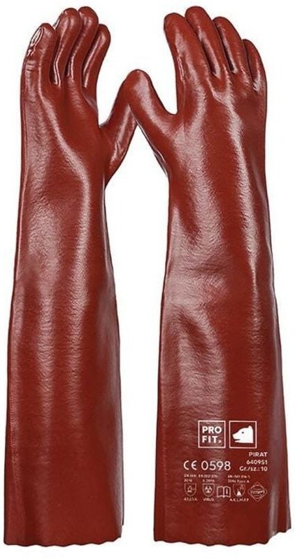 Chemikalienschutzhandschuhe Pirat Größe 10 rotbraun pvc en 388, en iso 374-1 PSA-Kategorie iii