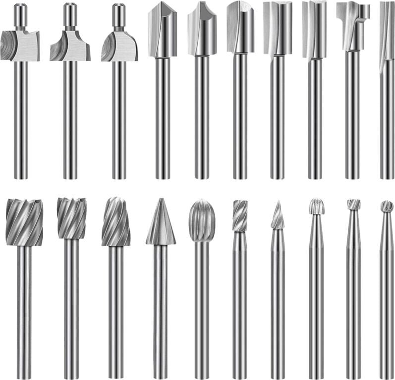 Yoyo - Gravierbit-Set mit hoher Härte, 10 Stück Hartmetall-Gravierbits, 10 Stück Fräser-Bits, 1/8 Zoll (3 mm) Schaft, fü...