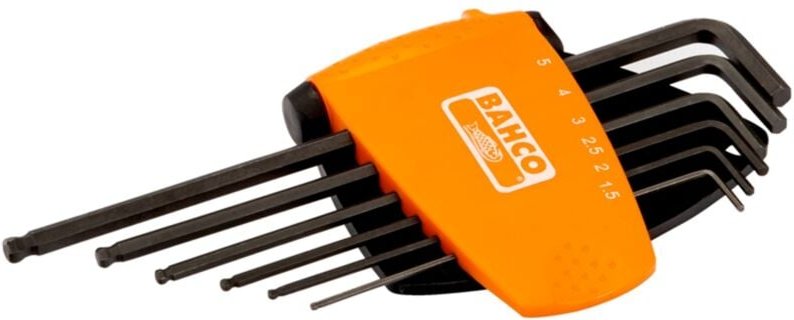 Bahco Winkelschraubendreher-Satz mit Kugelkopf, Sechskant, phosphatiert, metrisch, lange Ausführung - 6-tlg.