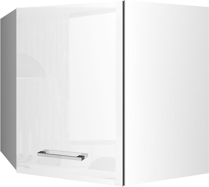 Lomadox - Eck-Küchen-Hängeschrank 60x60 MARANELLO-03 Weiß Hochglanz Breite 60 cm