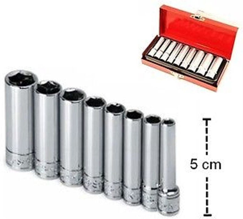 Trade Shop Traesio - Trade Shop - kit set 9 stück lange steckschlüssel 1/4' für glühkerzen 5-13mm chrom vanadium -