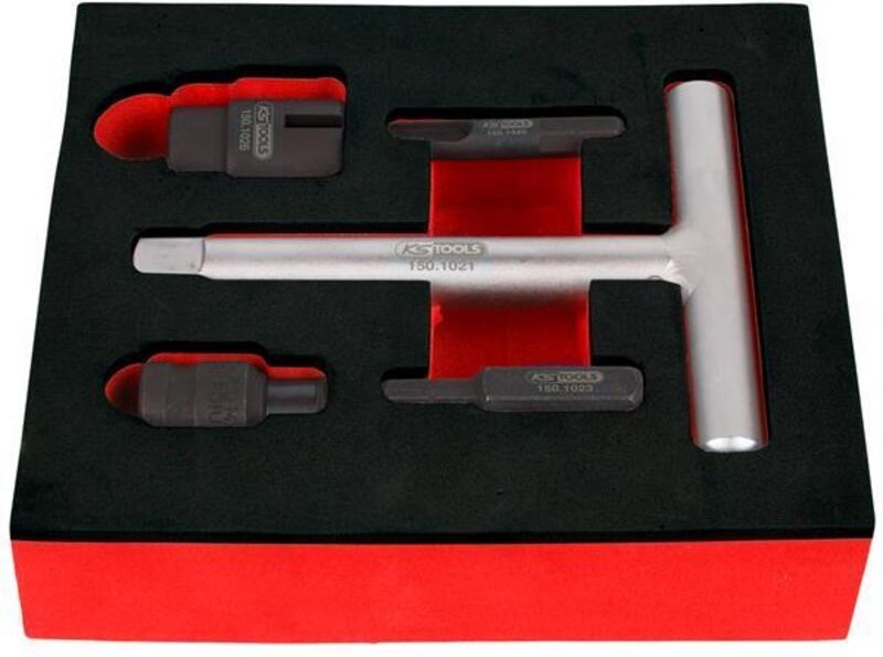 KS-Tools 150.1020 1/4"+3/8" Öldienst-Satz 5-tlg. für Spezialprofil Kunststoff-Ölablassschrauben
