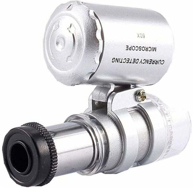 60-fache Lupe, Mini-Lupe, LED-UV-Licht, Taschenlupe, Mikroskop für Juweliere