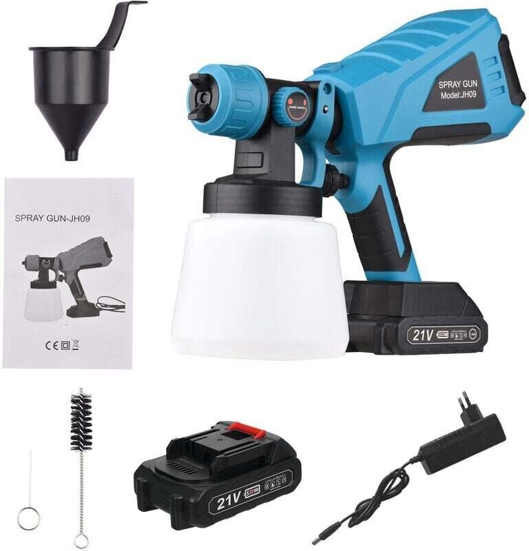 Kabelloses, tragbares Farbsprühgerät mit 1000-ml-Behälter, 2,5-mm-Düse, elektrischer Spritzpistole, Farbdesinfektions-Sp...