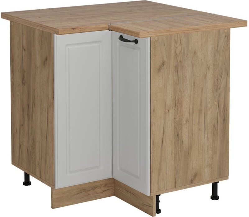 Thumbnail - Vicco - Eckunterschrank R-Line, Weiß Landhaus, 75.6 cm , ap Eiche