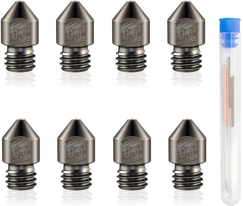 8x DÜSE FÜR 3D-DRUCKER 0,4mm MK8 M6 STAHL Makerbot Creality Ender + REINIGER