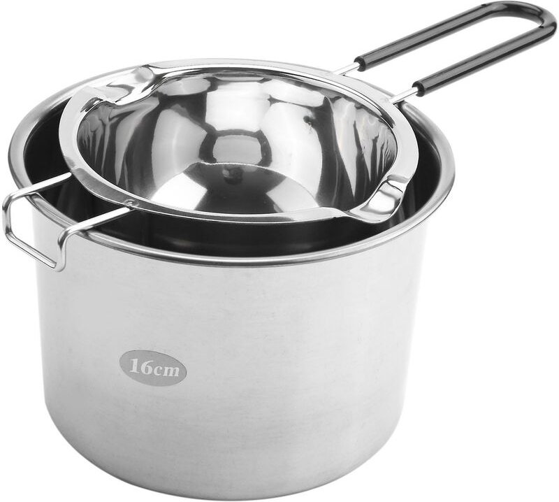 2er-Pack Edelstahl-Doppelkessel, hitzebeständiger Griff für Käse, Karamell und Bonbons – Stee