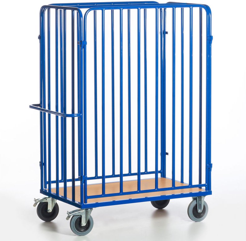 Rollcart Paketwagen 1880mm hoch 4 Wände offen mit Ladefläche im Buchendekor 1200x740mm