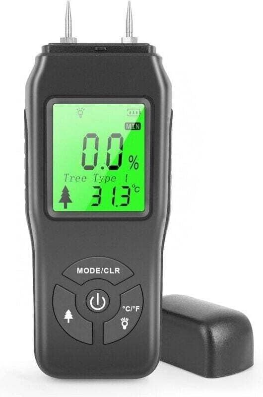 Holzfeuchtemessgerät, tragbarer digitaler Feuchtigkeitsdetektor, Wandfeuchtetester (schwarz)