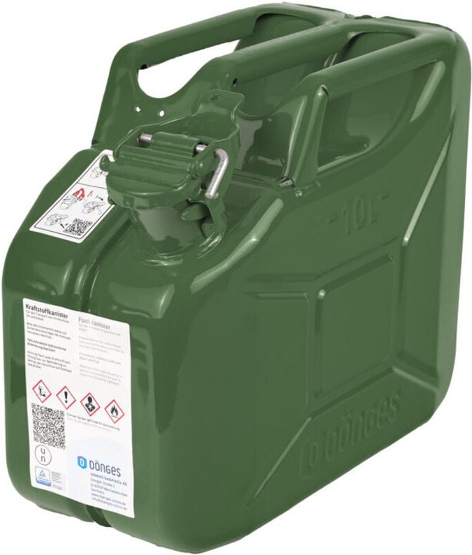Kraftstoffkanister 10l aus Stahlblech oliv - UN-zugelassen, TÜV-geprüft, auslaufsicher, rostgeschützt als Dieselkanister...