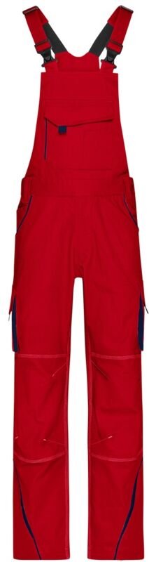 James&nicholson - Funktionelle Latzhose JN848 Gr. 58 red/navy