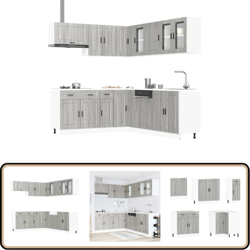 11-tlg. Küchenschrank-Set Porto Grau Sonoma Holzwerkstoff - Vidaxl