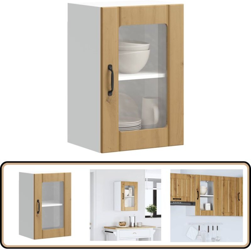 Küchen-Hängeschrank mit Glastür Lucca Artisan-Eiche - Vidaxl