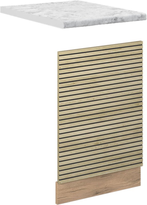 Vicco - Geschirrspülblende Fame-Line, Eiche Paneel, 60 cm , ap Marmor