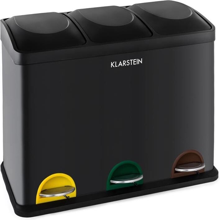 Ökosystem Mülleimer Treteimer Mülltrenner 45L (3x15 L) schwarz