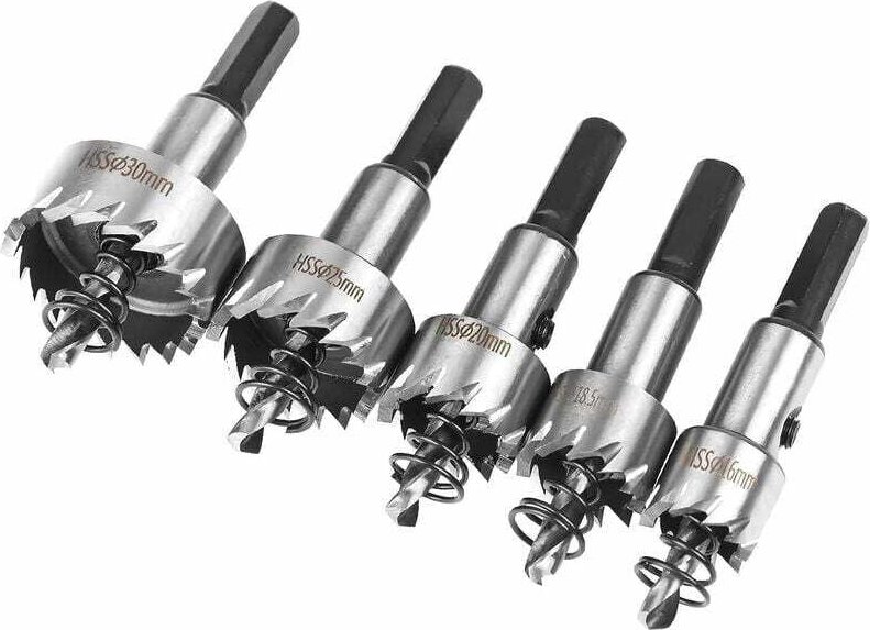 Lochsägen-Set, 5-teiliges HSS-Kobalt-Lochsägen-Set, Ø 16/18,5/20/25/30 mm, Lochsäge aus Schnellarbeitsstahllegierung, St...